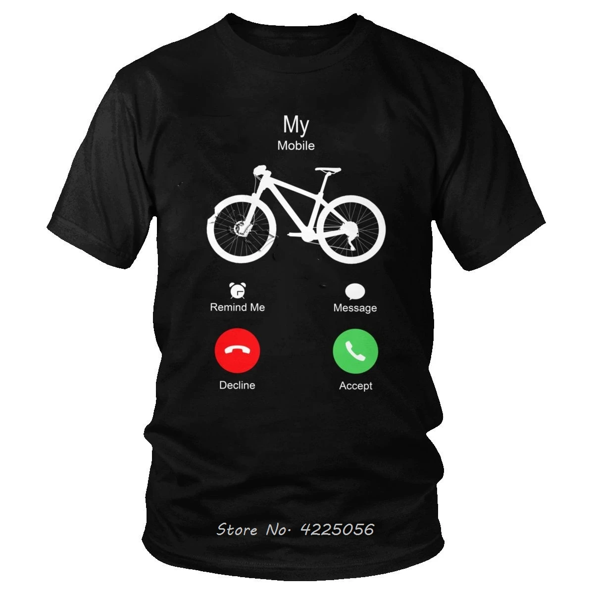 Футболка хлопковая с коротким рукавом надписью My MTB Mobile Is Calling To Ride любители