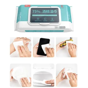 

50Pcs Alcohol Disinfection Pads Sterilization Flip-Top Skin Cleaning Wet Wipes