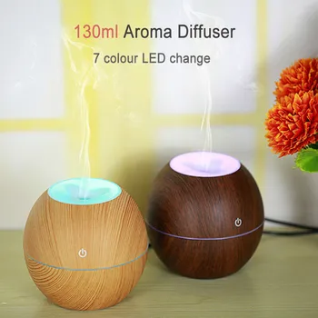 

Portable Ultrasonic Humidifier Ultra-quiet Essential Oil Diffuser Wood Grain Air Humidifiers 7 Color Led Lights Humidifier#g40