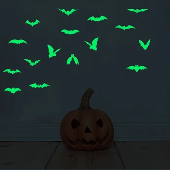 

Halloween Glow In The Dark 3D Bats Wall Decals Stickers Luminous Self-adhesive Removable Home Festival Party Decor Supplies