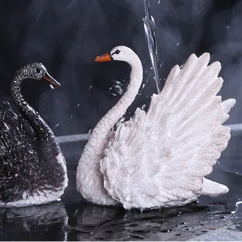 

Furniture Color Changing Swan Creative Home Decoration Resin Lover Gift Table Ornament Small Size Tea Pet on Tea Tray