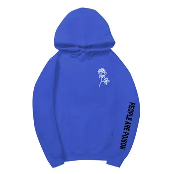 

2019 New Women Hoodie People Are Poison Sleeve Embroidery Rose Hoodie Sweatshirt Tops Floral Fall Female Fashion Pullover
