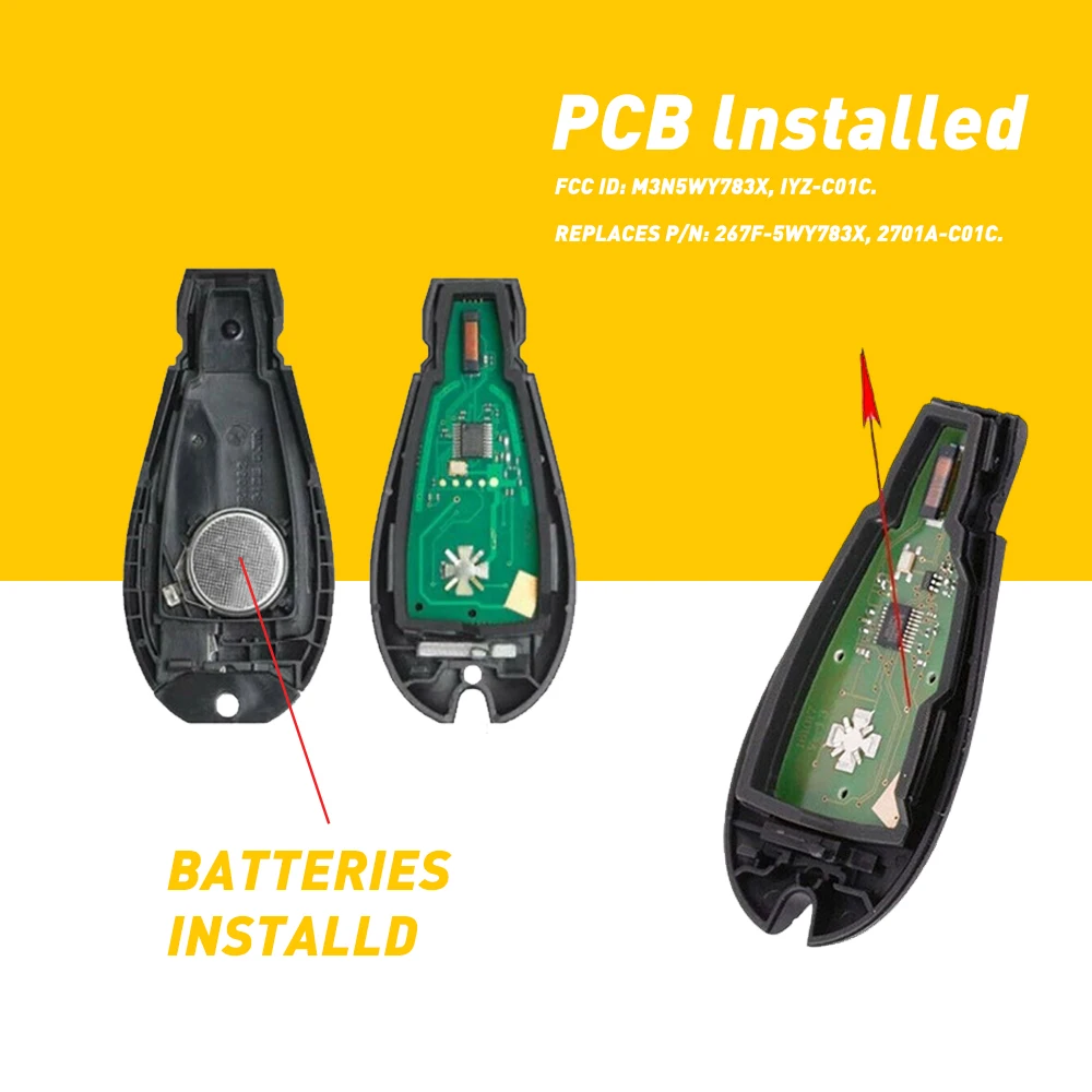 2PCS REMOTE START CAR KEY AUTO CONTROL KEYS FOB CAR ACCESSORIES FOR 2009 2010 2011 2012 FOR DODGE RAM 1500 2500 3500