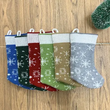 

6 Pcs Knitted Christmas Stockings Unique Handmade Home Party Decorations Gift for Kids on Christmas.