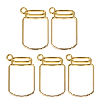 

5Pcs Floating Bottles Metal Frame Hollow Pendant Bezels UV Resin Jewelry Making Drop Ship W2952001