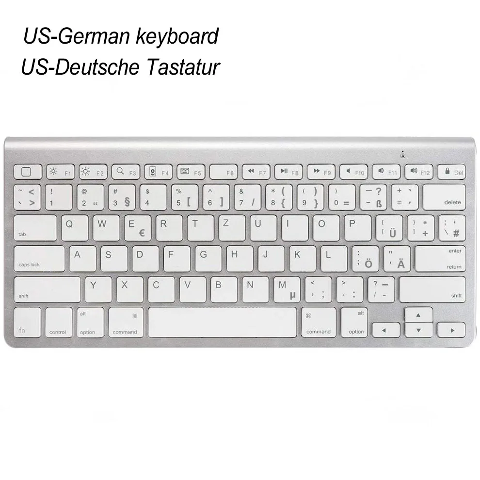 German layout Универсальная ультра-тонкая Бесшумная клавиатура Bluetooth для планшетов и смартфонов, беспроводная клавиатура Mac стиль IOS Android WIN - Цвет: German layout
