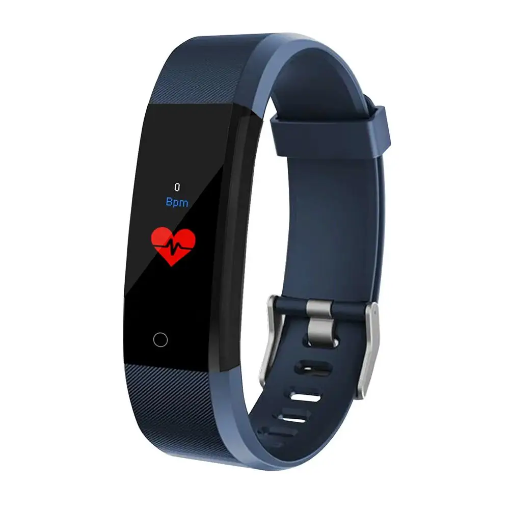 Смарт-браслет 115Plus 0,96 дюймов, Смарт-часы, измерение артериального давления, динамический мониторинг сердечного ритма, шагомер, трекер, браслет - Цвет: Blue