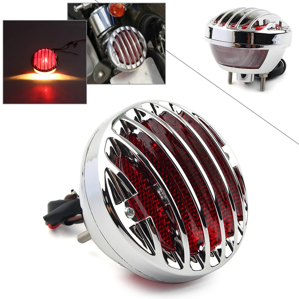 Luz Trasera De Freno Para Motocicleta, Lámpara UNIVERSAL RETRO Cromada