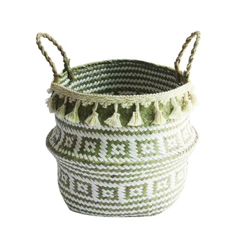 

Portable Household Storage Baskets Creative Home Decor Handmade Seagrass Wicker Hanging Wicker Flower Pots S/M/L