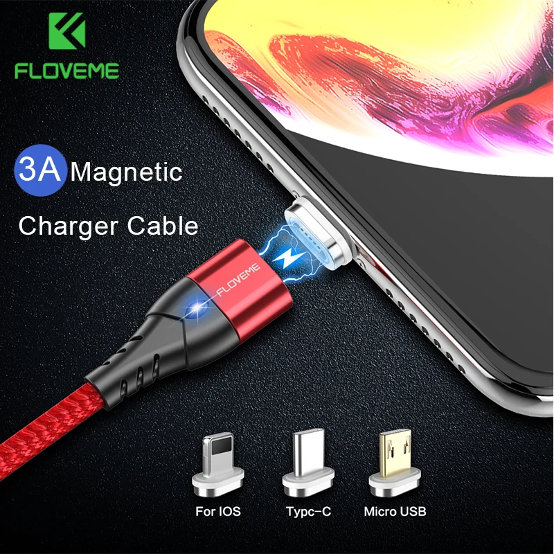 FLOVEME 3A Магнитный Micro USB кабель type-C Магнитный зарядный кабель для телефона Xiaomi для iPhone 7 8 samsung