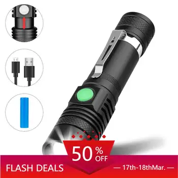 

[Rechargeable LED Torch] Super Bright LED Flashlight For Camping, Hiking, Fishing(18650 Battery Included)