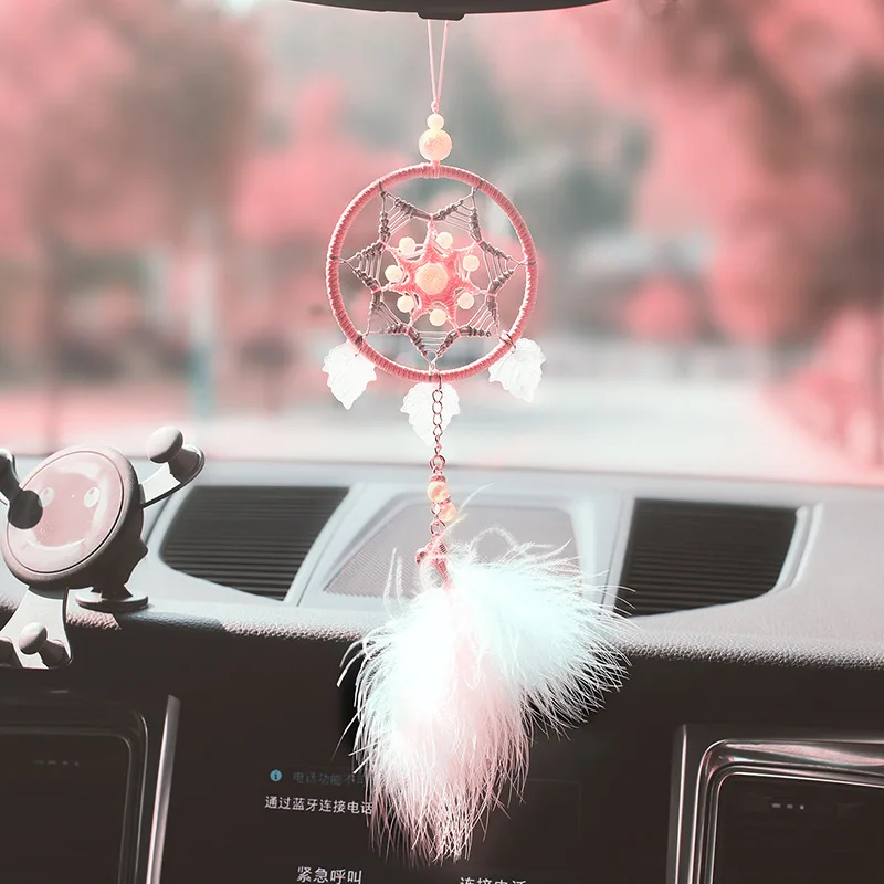 Dreamcatcher Car Hanging Ornaments Car Mirror Pendant In Car Accessories For Girls Women Pink Home Room Decor Car Wind Chimes Dreamcatcher Car Hanging Ornaments Car Mirror Pendant In Car Accessories For Girls Women Pink Home Room Decor Car Wind Chimes