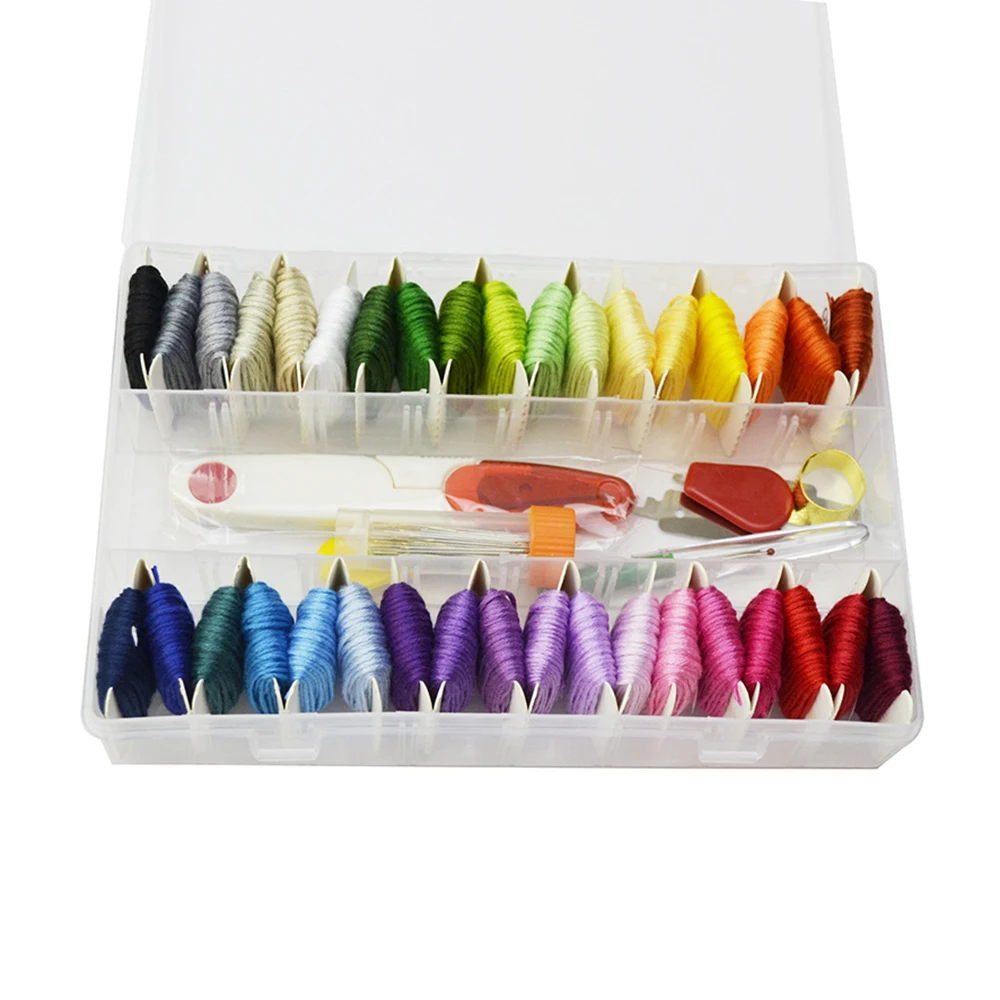 96Colors DIY Cross-stitch Cotton Line with Winding Plate Handmade Colourful Embroidery Thread Manual Embroidery Tool Set