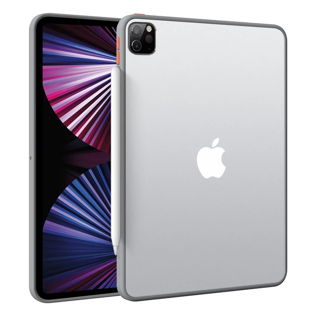 SUAIOCE Protective Tablet Case For iPad Pro 2021 11 12.9 Case Anti-bend Shockproof Cover Matte Clear Back For iPad Pro 11 inch Matte Gray- Orange