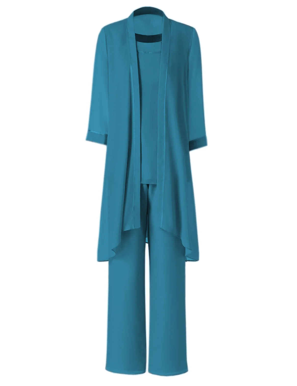 Teal SOLOVEDRESS темно-бордовый 3/4 рукав наряд куртка 3 шт. Модные женские шифоновые Элегантные платья для матери невесты брючные костюмы SL-M09 - Цвет: Teal
