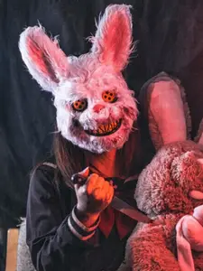 Кролик, маска для косплея, оболочка головы, Хэллоуин, карнавальный костюм, головной убор, реквизит ручной работы, дневной ужас