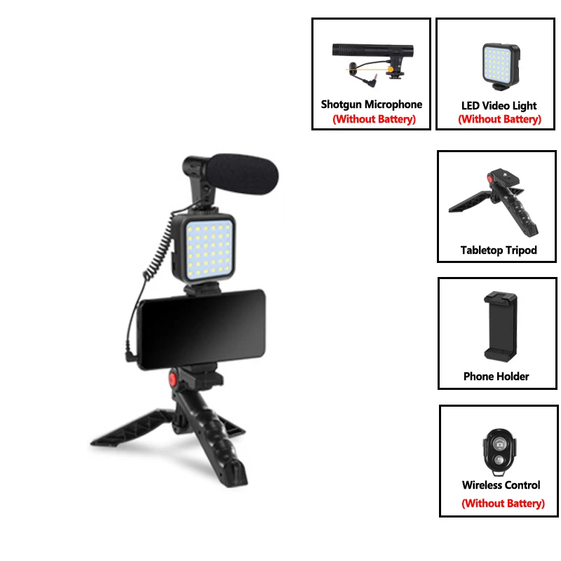 Condenser-Microphone Tripod Fill-Light Photo-Video-Camera Interview Live-Recording Youtube