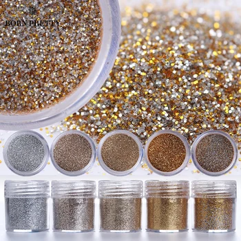 

1 Box 10ml Dazzling Champagne Silver Nail Glittery Powder Nail Pigment Powder Dust Tips Nail Tools for nail polish #18751