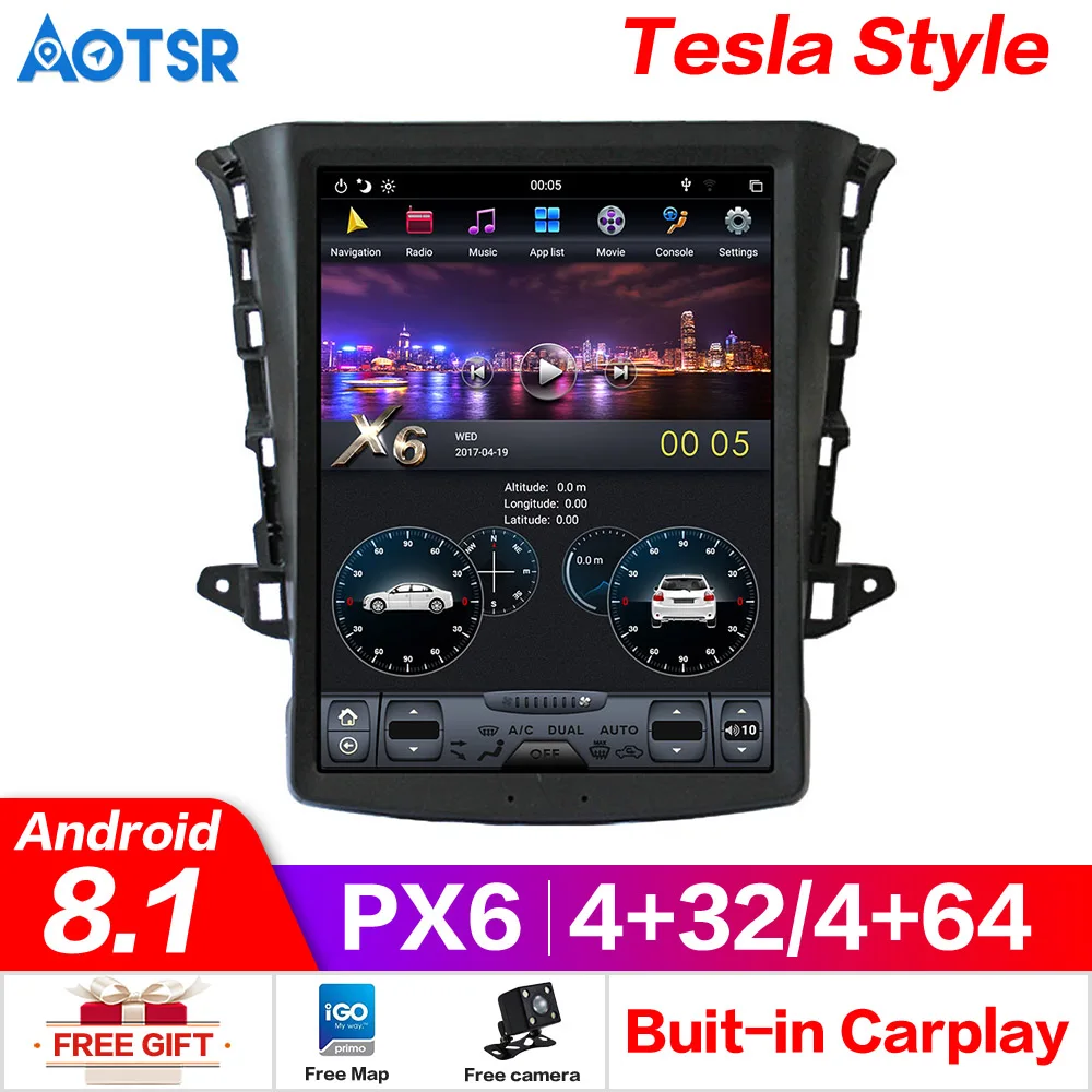Tesla стиль px6 Android 8,1 4+ 64G Автомобильный DVD Плеер gps навигации для Changan eado мультимедиа радио рекордер