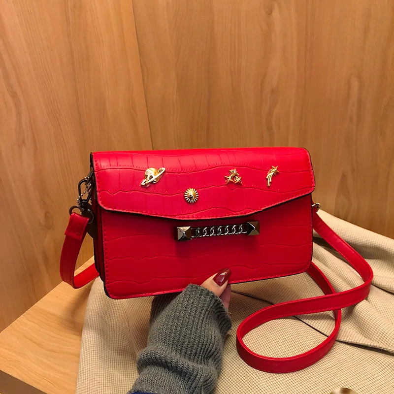 

Ladies Space Planet Badge Shoulder Bag Korean Fashion Personality Chain Messenger Bag INS Trend Wild Crossbody Bags