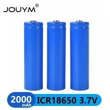 Jouym 18650バッテリー3.7v 2000 18650リチウム二次電池と指摘 (no pcb) 懐中電灯電池