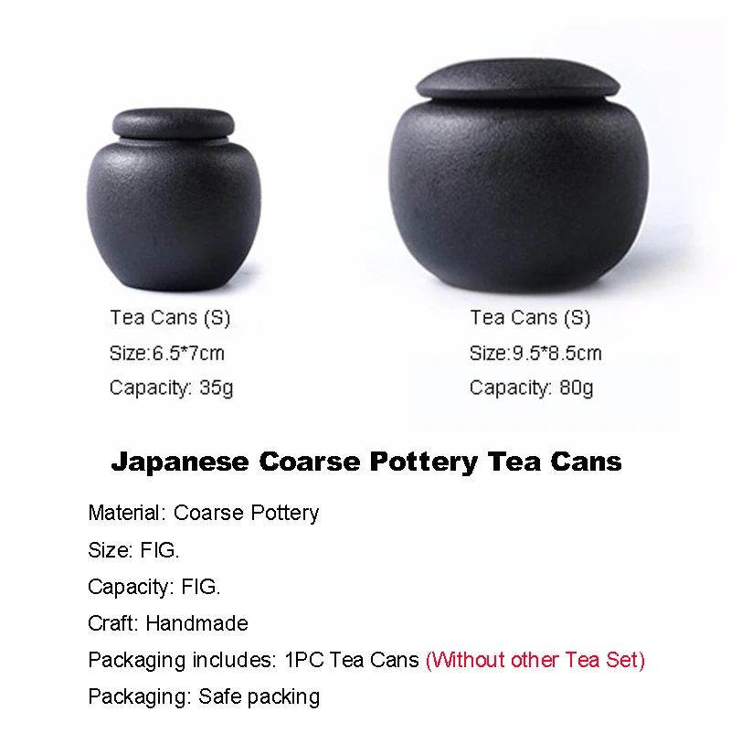 Японский черный дзен грубая Керамика Чайные банки чайный набор кунг-фу чайная банка Caddy горшок сахарница грубая керамика чай герметичный креативный Декор