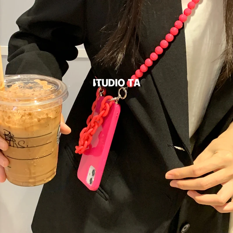 Luxury Fluorescent Crossbody Lanyard Necklace chain case for iphone 12 Pro Max MiNi 11 XR X XS 7 8 plus SE 2020 Soft Back cover | Мобильные