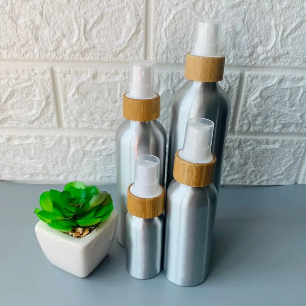

Бутылка-распылитель 30 мл, 50 мл, 100 мл, 120 мл, бамбуковый контейнер, алюминиевая бутылка-распылитель, контейнер для макияжа