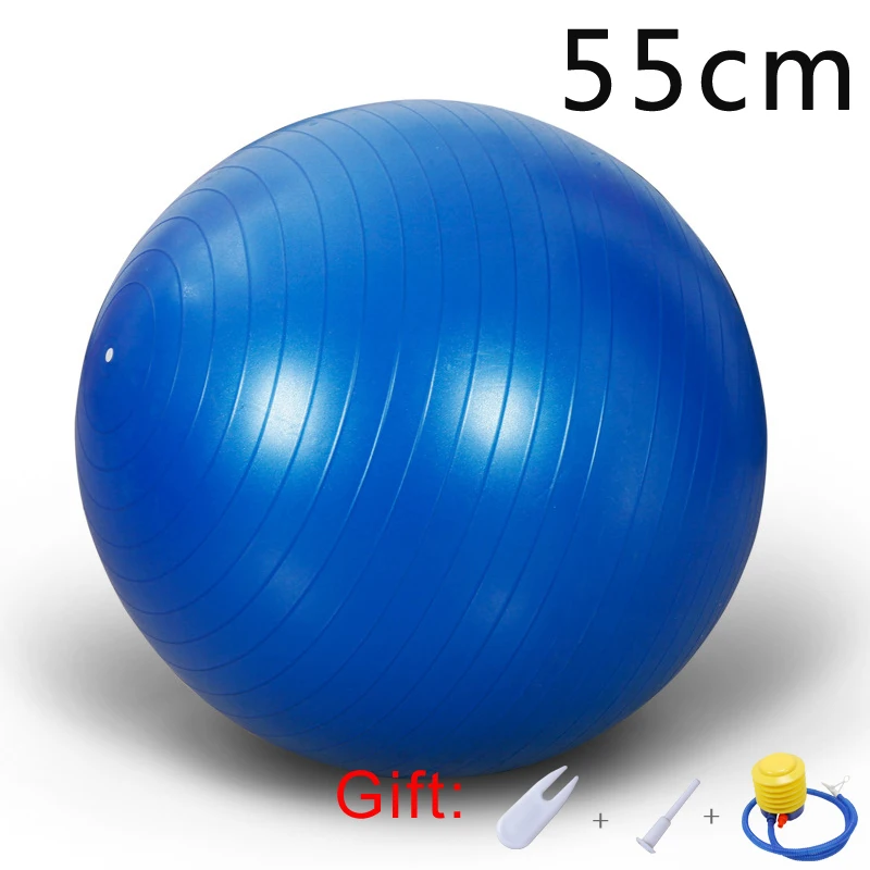 Blue 55cm Спортивные мячи для йоги Пилатес фитнес спортзал фитбол для баланса упражнения тренировки Массажный мяч нескользящий скраб мячи для йоги Бесплатный насос-взрыв - Цвет: Blue 55cm