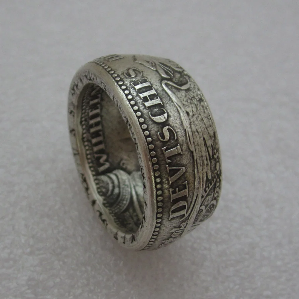 Кольцо для монет из Германии 5 Марка 191" орлы" посеребренное ручной работы в размерах 9-16