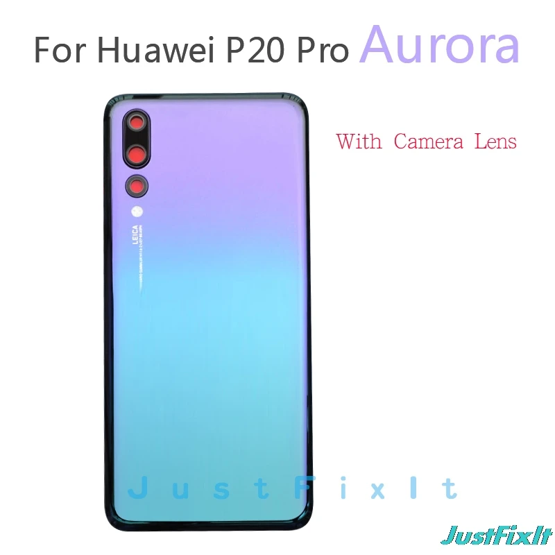 Для huawei P20 Pro Задняя стеклянная крышка батареи задняя дверь Корпус чехол панель для huawei P20 Pro Задняя стеклянная крышка с объективом камеры - Цвет: Aurora With Lens