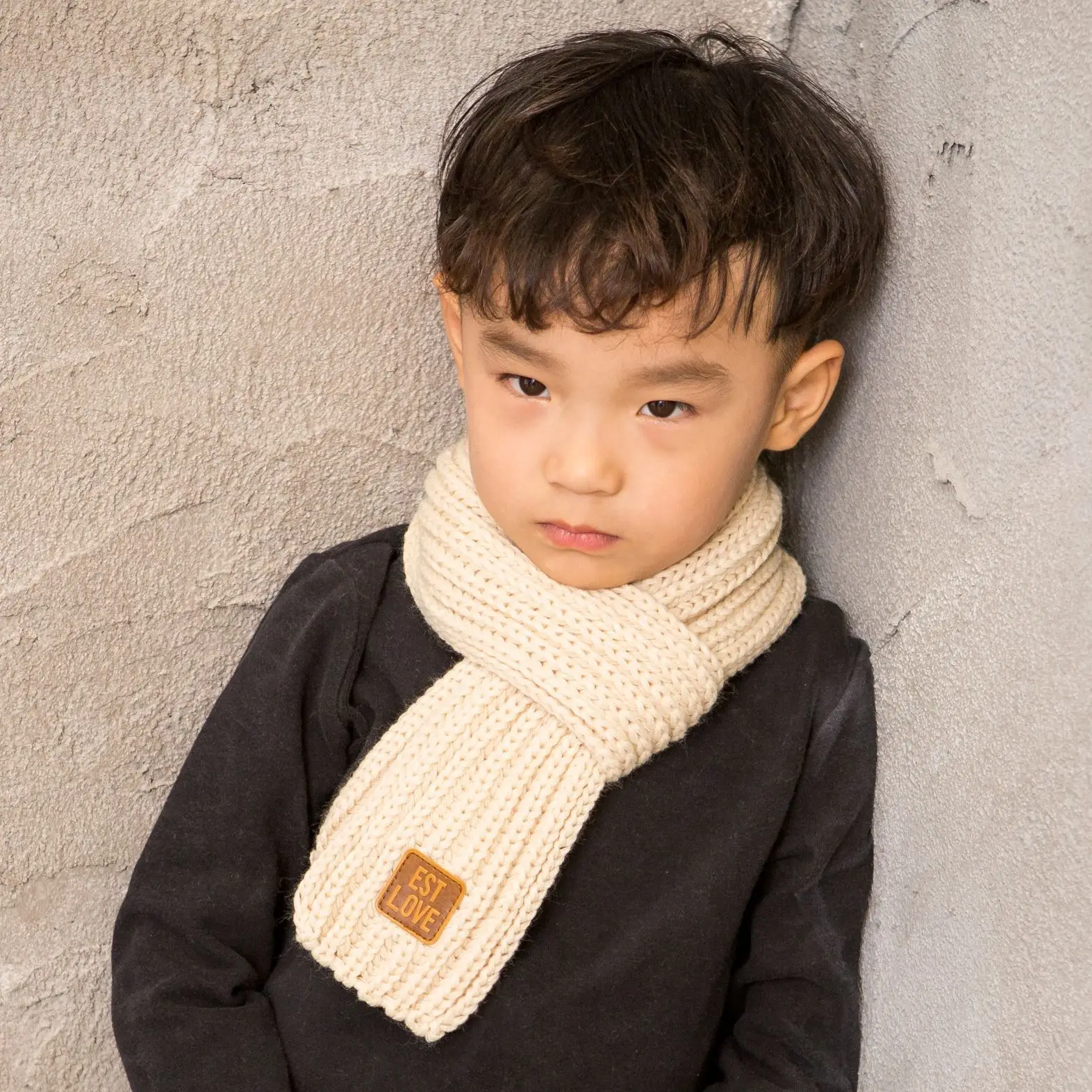 Детские зимние вязаные шарфы для мальчиков и девочек, толстый теплый шарф, длинный шарф, имитация шерсти, шейный платок