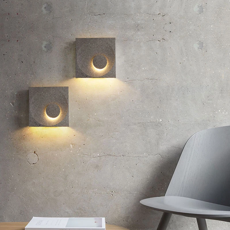 FKL Modern Cement Square Wall Lamp Creative Craft Style Art For Living room Exhibition Hall Aisle Corridor Bedroom | Лампы и освещение