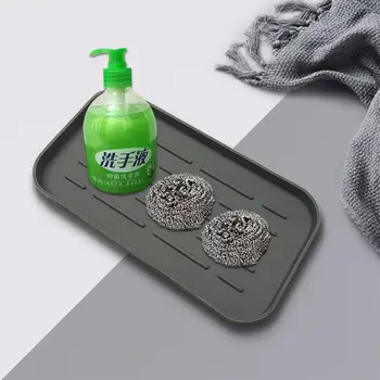 

Drain tray storage box silicone drain pad Bar Silicone Outflow Pad Drying Mat Dish Kitchen Thick Counter Deep Grooves Dry @5