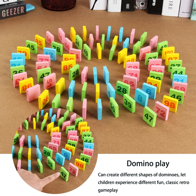200pcs solid wood early education digital operation domino wooden puzzle 100pcs digital stick domino blocks