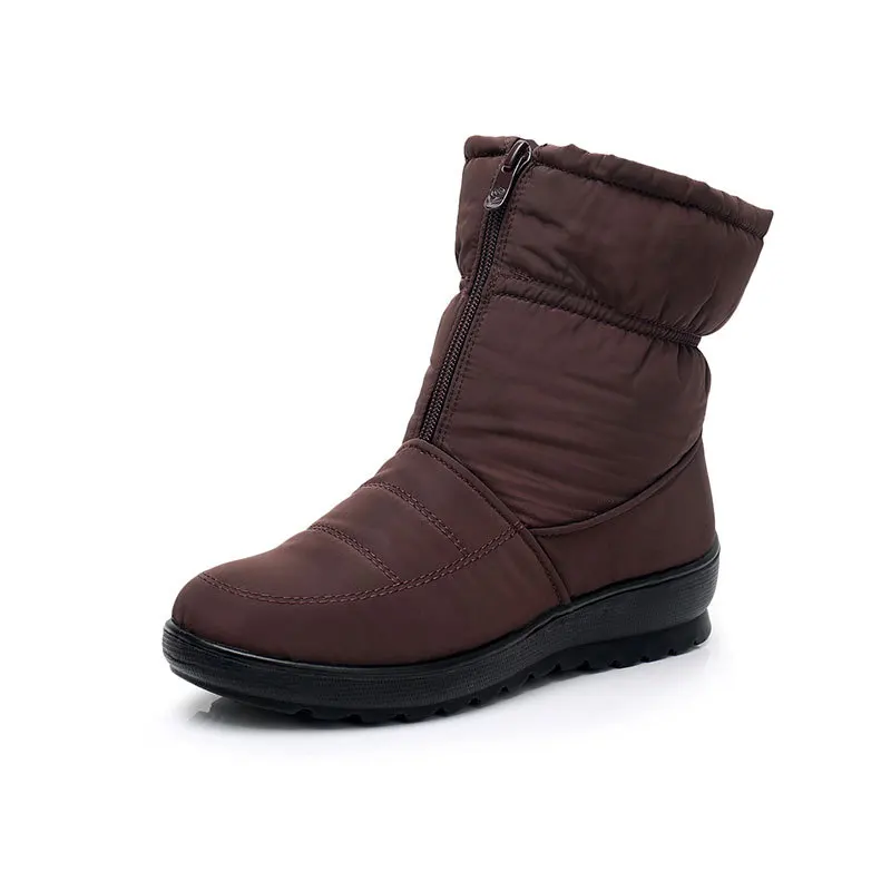 ZYYZYM/зимние женские ботинки; зимние ботинки; теплые женские ботинки из водонепроницаемого материала и плюша; хлопковая обувь с высоким берцем; женская обувь; botas mujer - Цвет: Коричневый