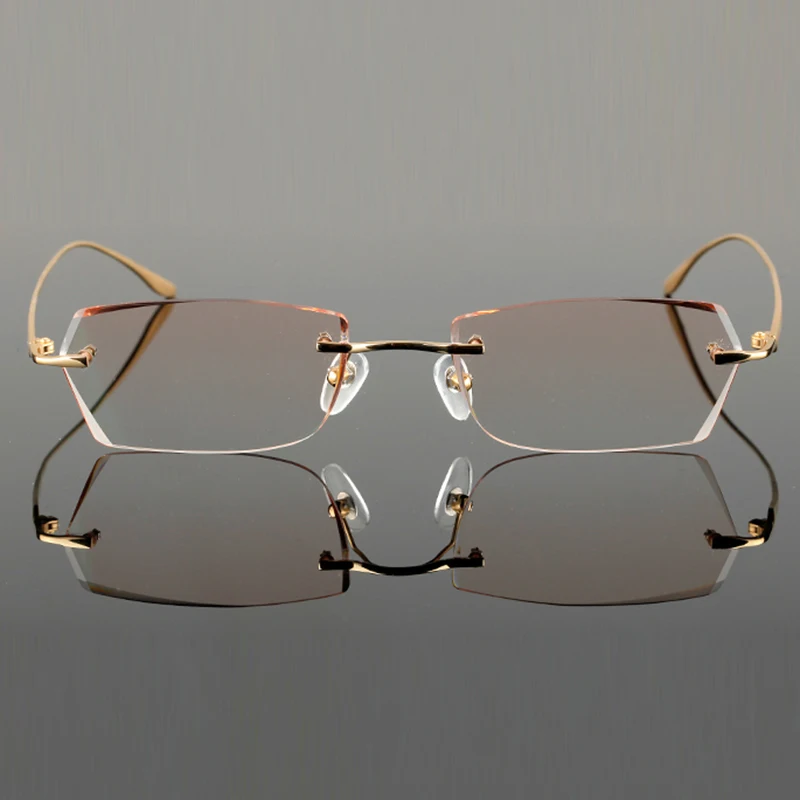 Titanium Gold Glasses Frames Men Rhinestone Eyeglass Frame Ti Luxurious High Clear Lens Anti-reflective Prescription Glasses 650
