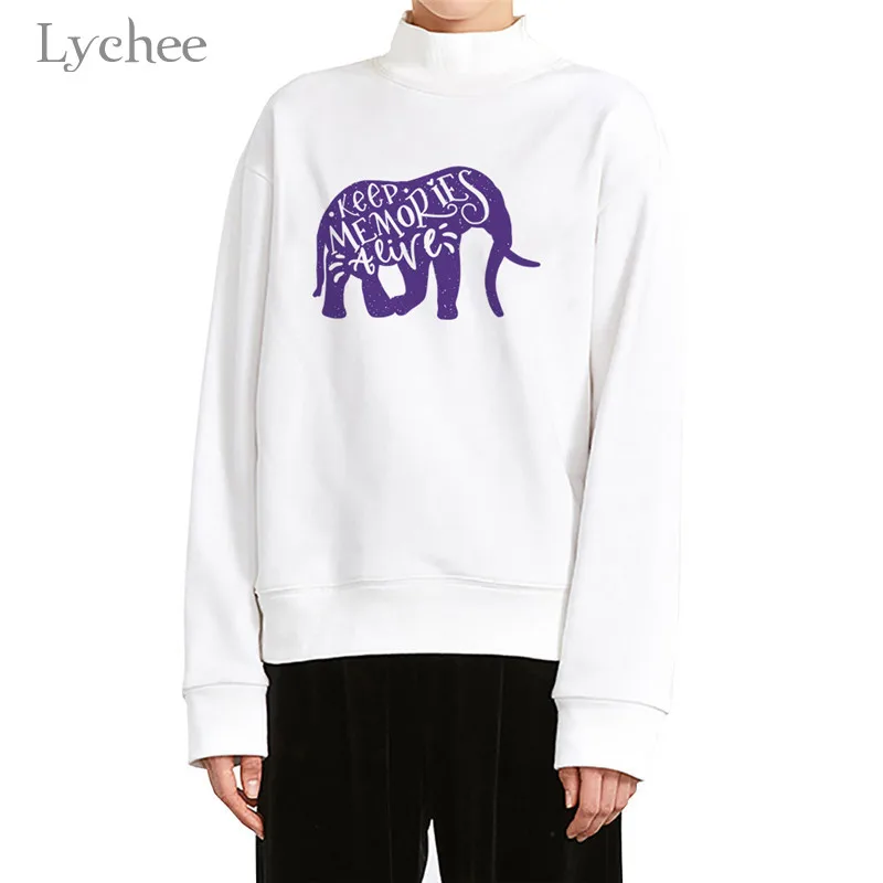 Lychee Harajuku/Женская толстовка с мультяшным животным принтом, повседневные свободные женские пуловеры с круглым вырезом, весенне-осенние дамские свитшоты, топы - Цвет: Keep memories alive
