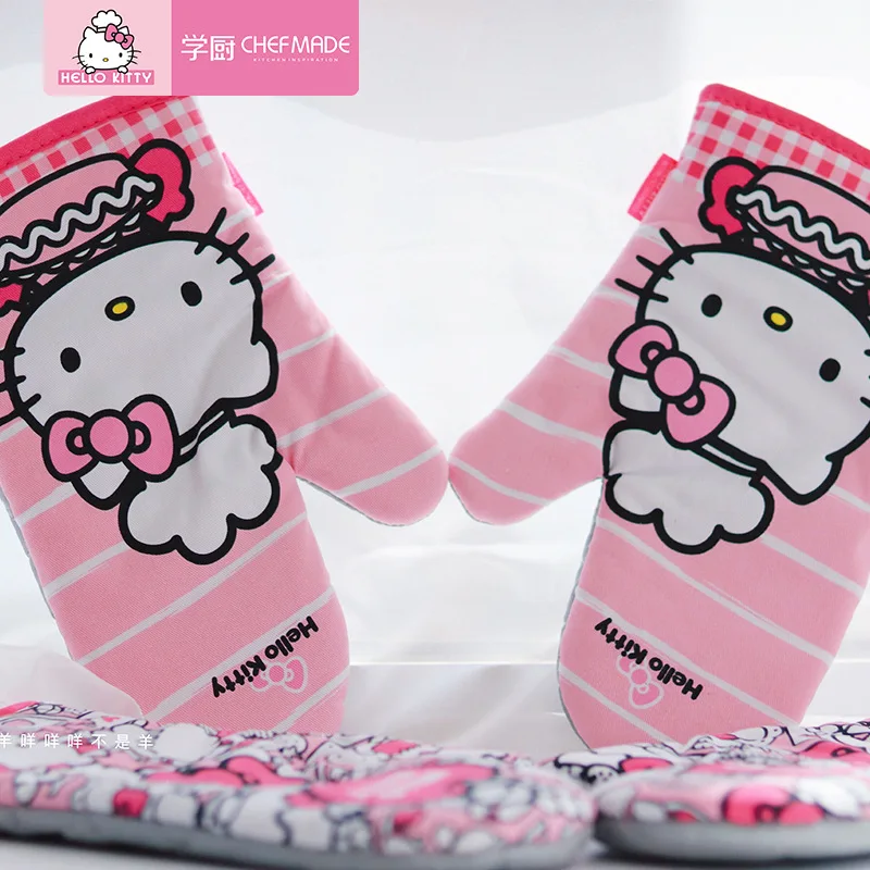 CHEFMADE hello kitty, 2 упаковки, прихватки с изоляцией, термостойкие перчатки, для микроволновой печи, для кухни, анти-обжимные перчатки