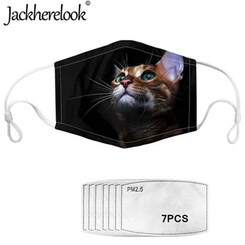 

Jackherelook Dustproof Mouth Cover Mask Lovely Cat Design 7pcs PM2.5 Filter Germ Protection Washable Soft Masks For Teens Kids