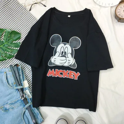 Disney Микки Маус Женская футболка Женская Мужская Минни с коротким рукавом летняя модная футболка для мальчиков и девочек