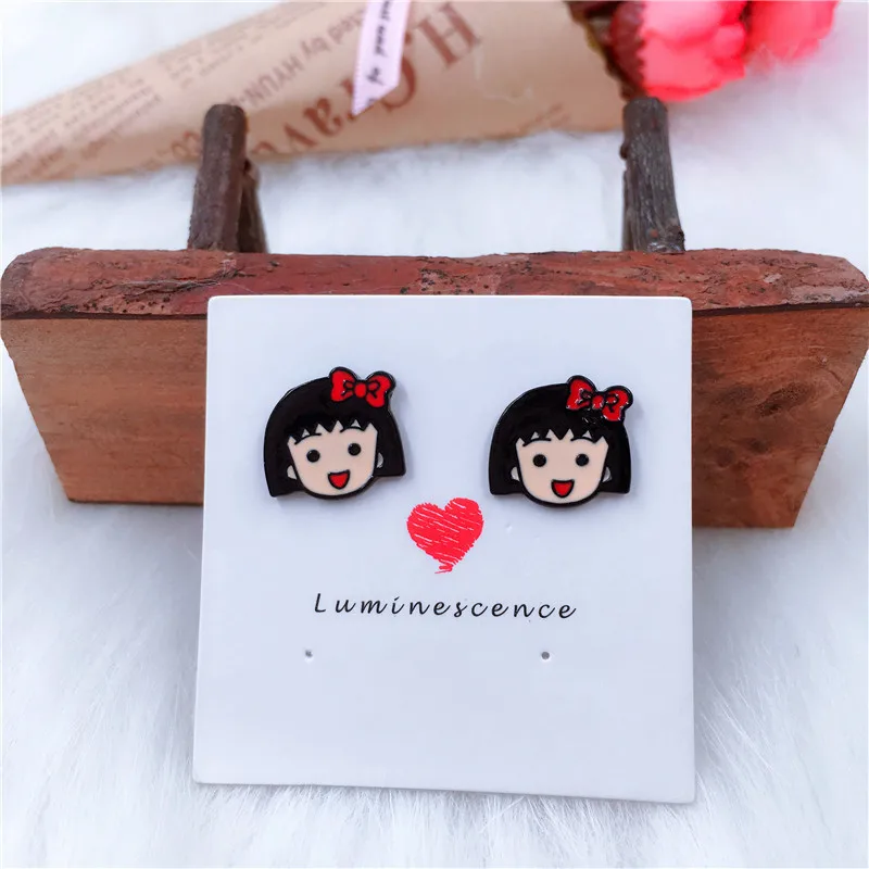 EUPNHY 20 пар Chibi Maruko гипоаллергенный стержень серьги Мультяшные Сережки для женщин девушек пирсинг серьги ювелирные изделия - Окраска металла: 2