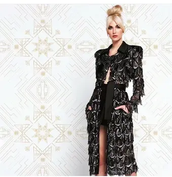 

2019 New Women black sqeuined V-Neck long sleeve Vestido Celebrity Evening Party Bodycon Bandage Dresses wholesale