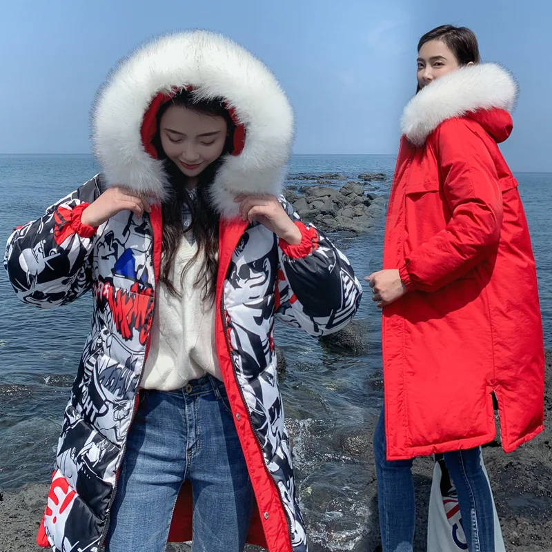 

INS Cotton Coat Women's Mid-length 2018 New Style Korean-style Loose-Fit BF Dongdaemun over-the-Knee Network hong yu rong Cotton