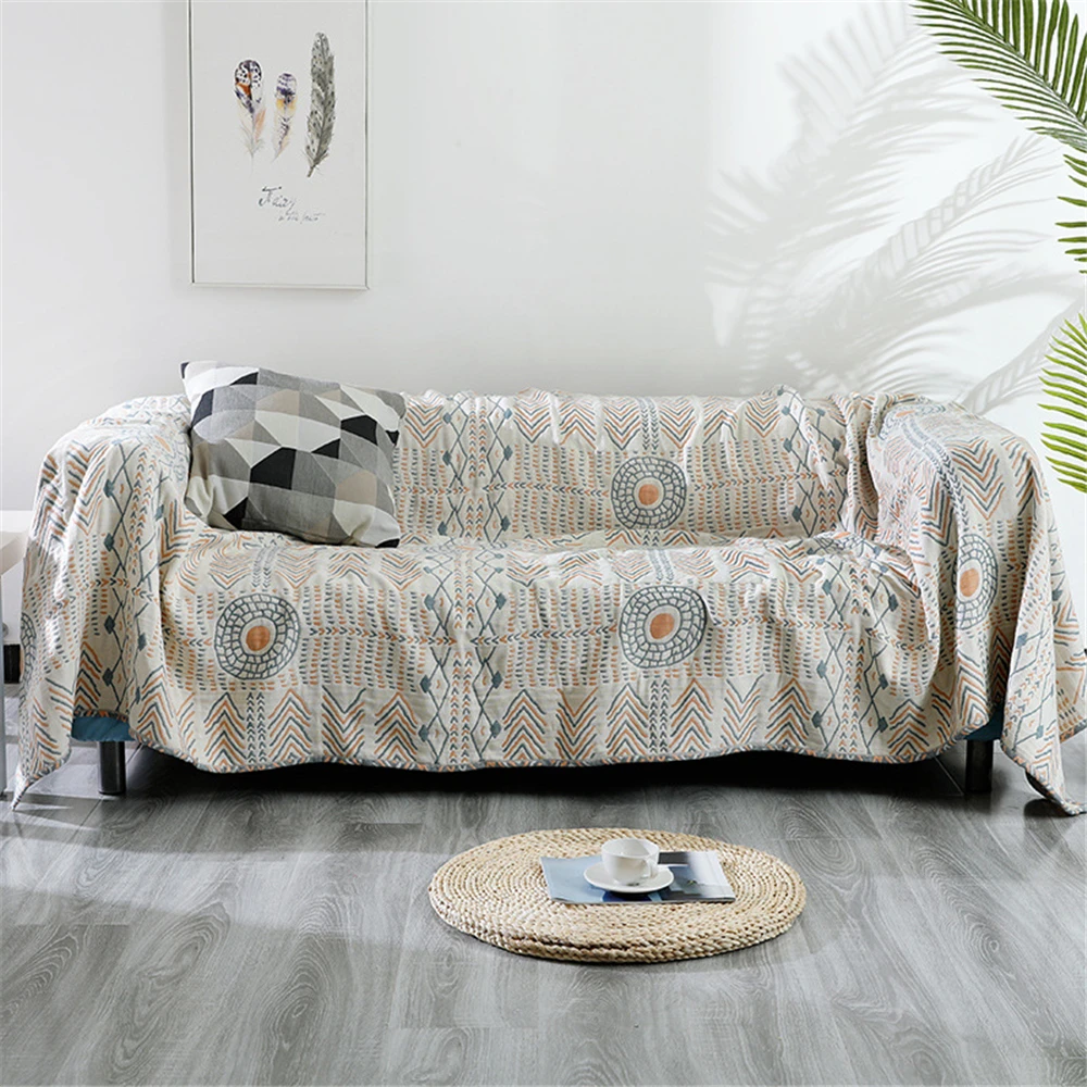 Bohemian Sofa Towel, 4 Layers, Gauze Cotton, Sofa Cover Blanket, Cushion Towel Quilt, Four Seasons 2