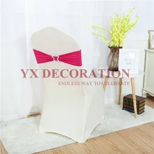 Цена 50 шт. лайкра повязка на стул спандекс пояс с бабочкой пряжки для чехлы для стульев для свадьбы украшения события