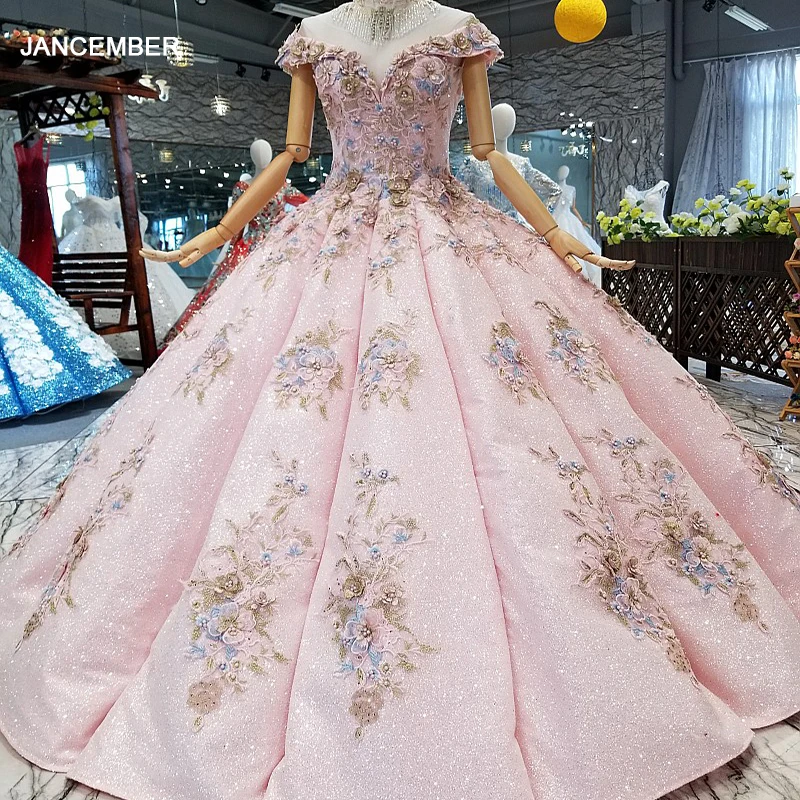 LS124100 Розовое Бальное Платье Свадебные Вечерние платья с открытыми плечами милое
