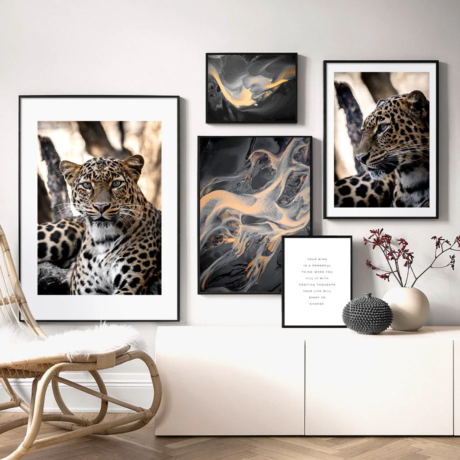 

Cheetah Close Up Shot Abstract Landscape Nordic Posters And Prints Wall Art Canvas Painting Wall Pictures For Living Room Decor