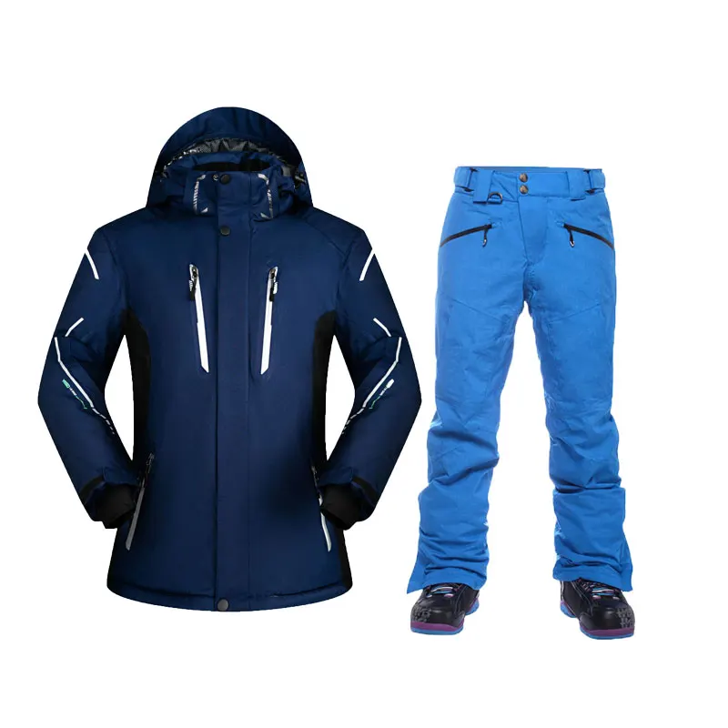 SAENSHING ski suit snow pants+ Ski Jacket Snowboard jacket Waterproof Super Warm Mountain Skiing jacke Snowboarding suit Winter - Цвет: darkblueset