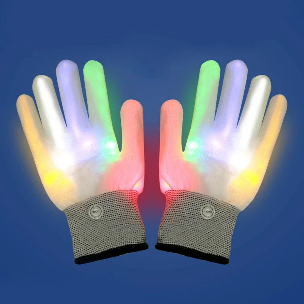 1 пара светодиодный перчатки волоконно-оптический мигающие разноцветный